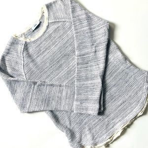 Vince Light Gray Knit Sweater With Silk Trim - S